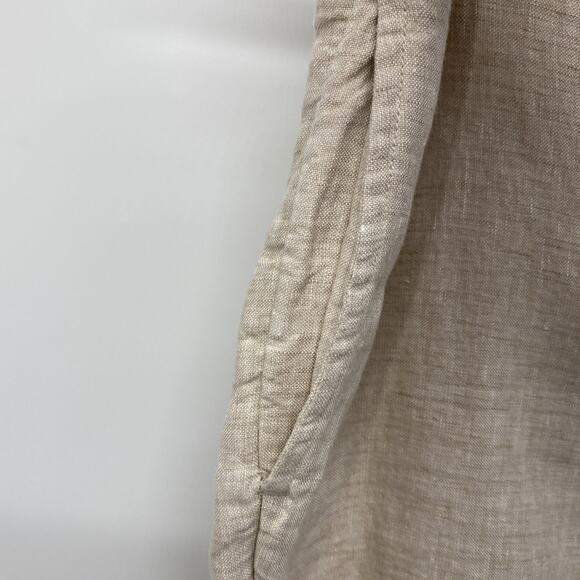 Chico's Linen Resort Pants Sz 2 Beige Pull-On Wide Leg Button Hem Beach Travel - Picture 4 of 11